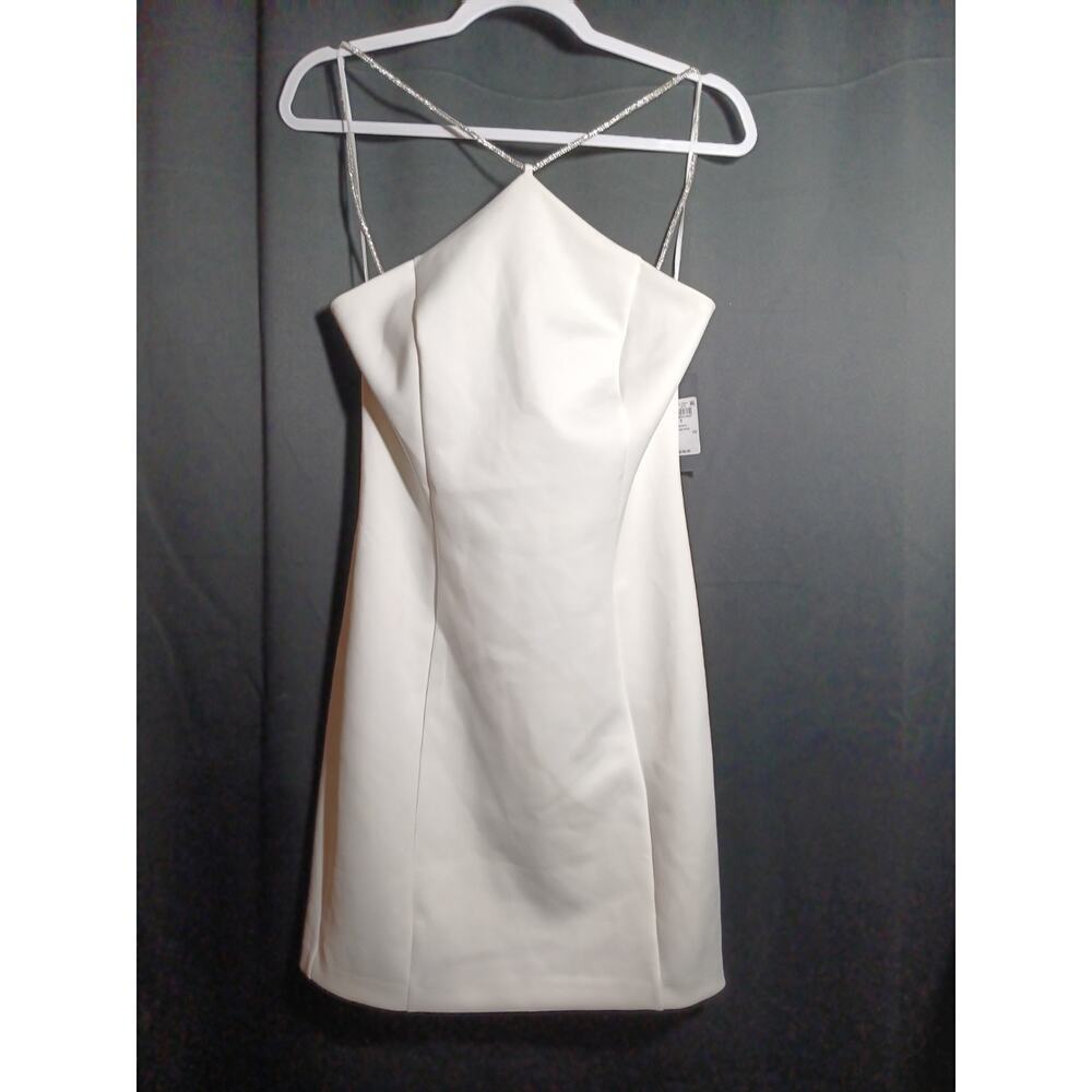 NWT Guess White Crystal Halter Mini Dress Women’s 6 Bridal Party Wedding Glam - Picture 5 of 9